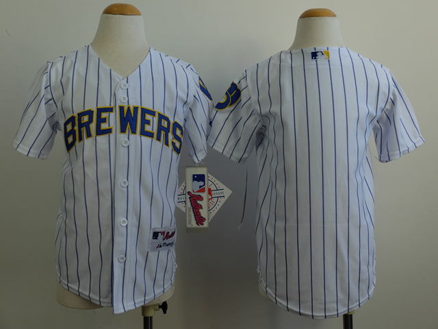 Youth Milwaukee Brewers Blank White stripe MLB Jerseys->youth mlb jersey->Youth Jersey